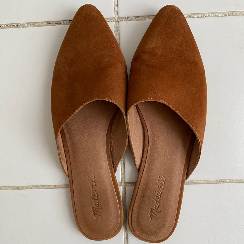 Madewell Cognac Suede Mule Slides Size: 8.5